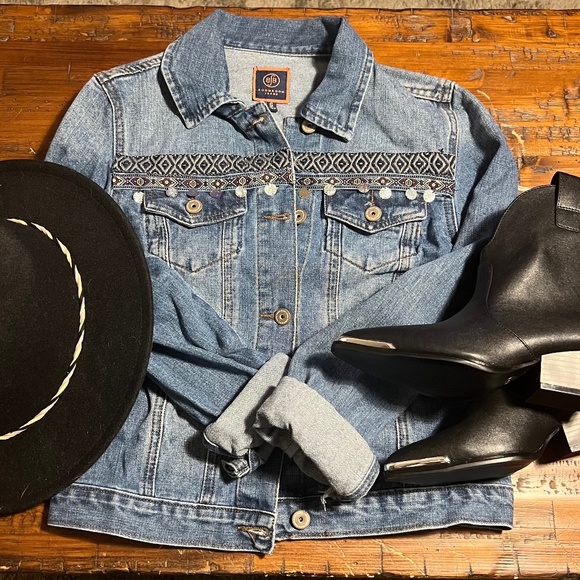 Boho Embroidered Denim Jacket - Picture 1 of 3